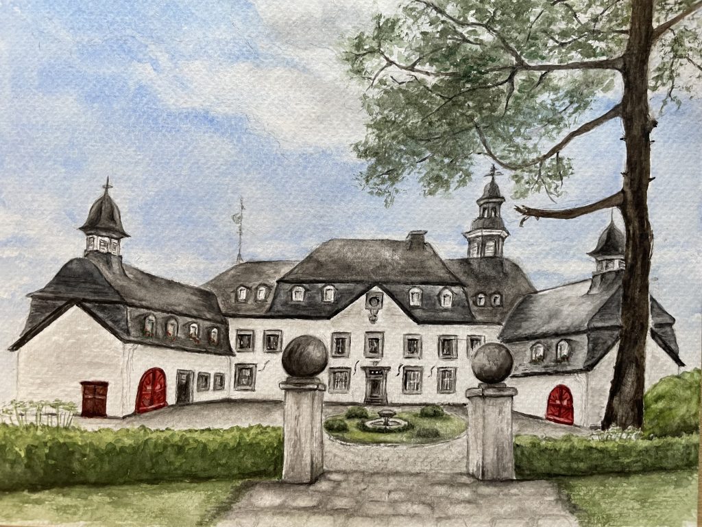 Gebäude Schlösschen Aquarell Natur