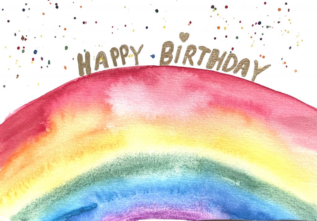 Happy Birthday mit Regenbogen