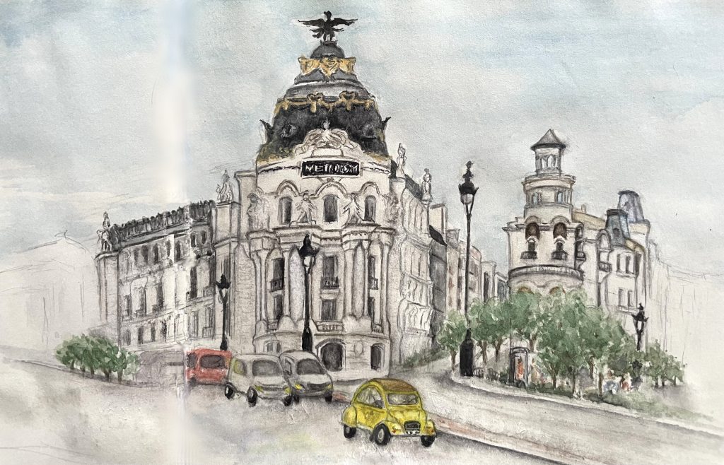 Stadtbild mit Autos und Park